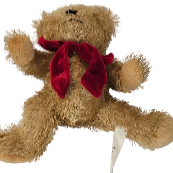 VTG Plush Teddy Bear Red Velvet Bow Cute Soft Kids Baby Gift Toy Birthday - Picture 5 of 13